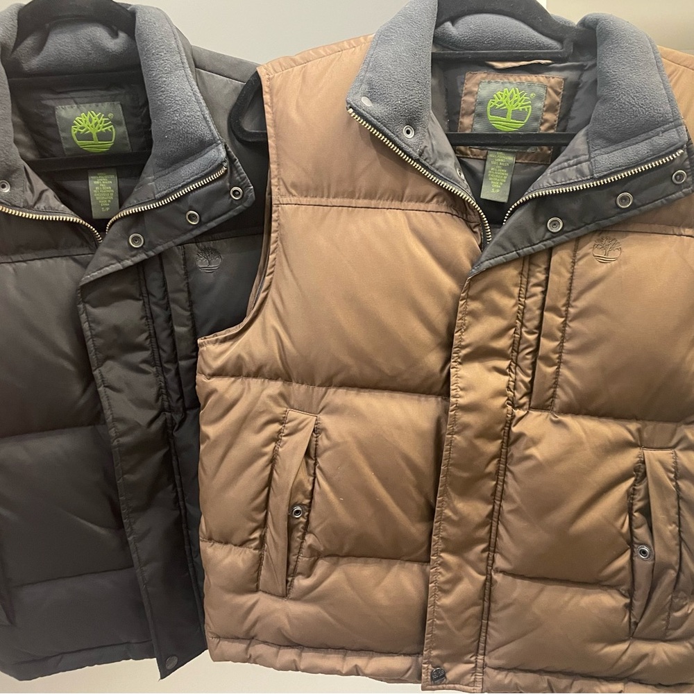2 Timberland Men's Puffer Vest - Black and Tan